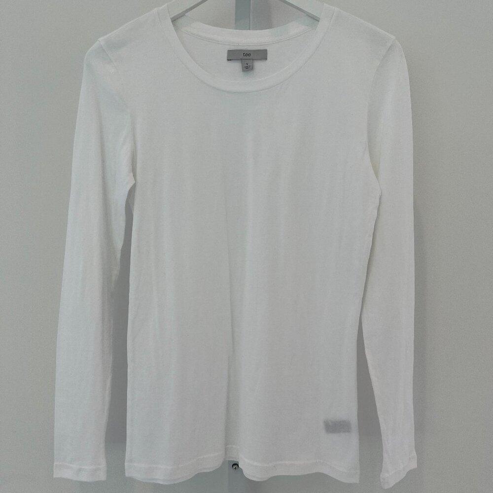 TEE WHITE 100% PIMA COTTON LONG SLEEVE T-SHIRT SIZE S NWTS! #4